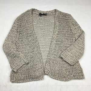 Eileen Fisher Bolero Short Cardigan Gray 3/4 Sleeve Open Front Knit Sweater XS